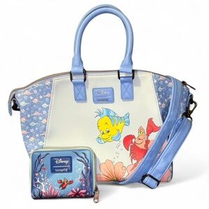 Loungefly Disney Little Mermaid Crossbody Tote and Matching Wallet